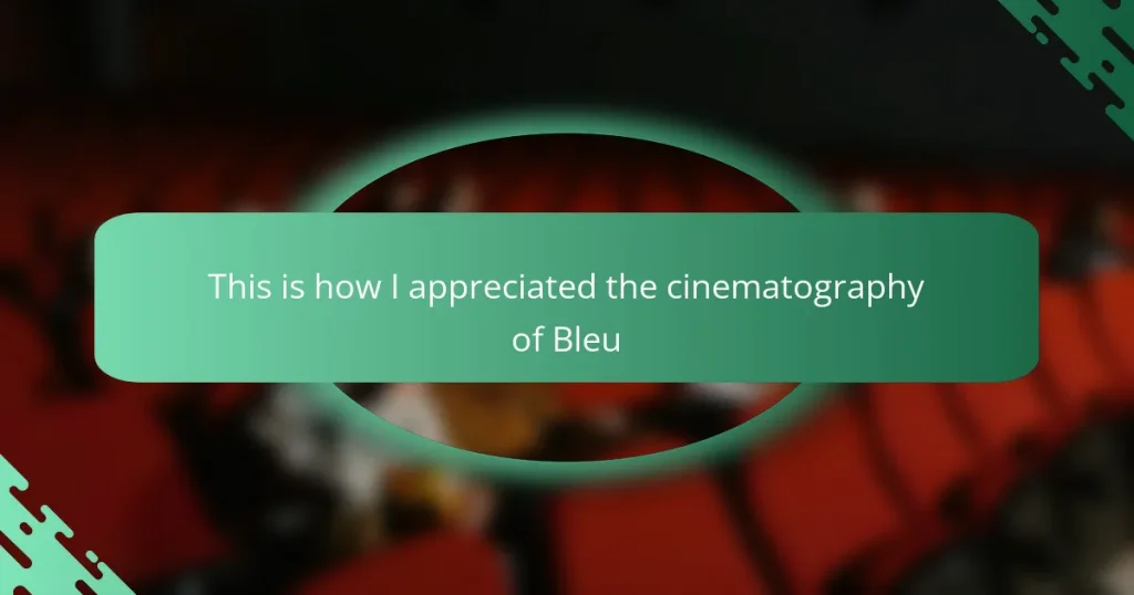 This is how I appreciated the cinematography of Bleu