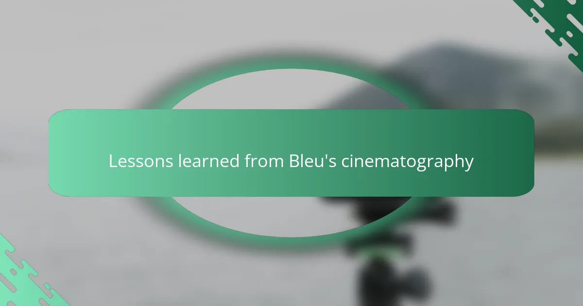 Lessons learned from Bleu's cinematography