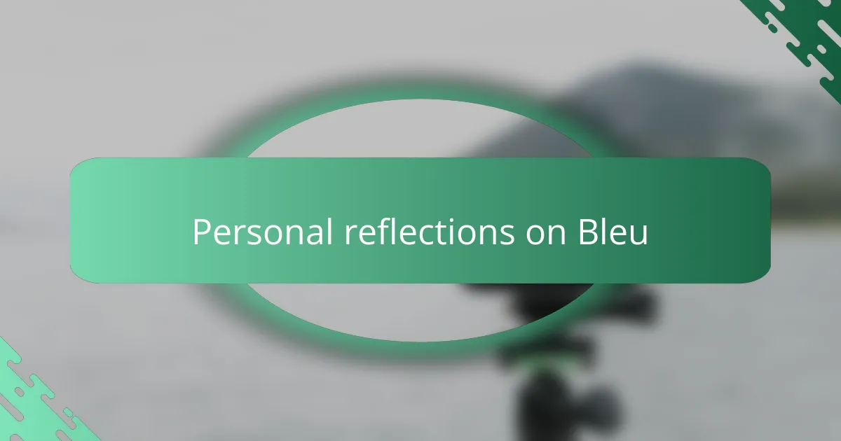 Personal reflections on Bleu
